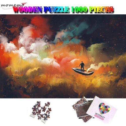 MOMEMO Abstract Art Painting Adults Puzzle Toys 1000 Pieces Jigsaw Puzzles Wooden Fantasy Landscape Puzzle Home Decor Gifts Toys