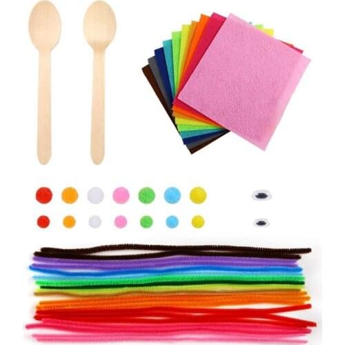 Wooden Spoons Doll Kit Kids Craft Set Including with Spoons Pom Poms Pipe Cleans DIY Art Craft Paint Project DIY Doll