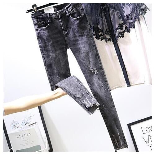 2020 New Autumn Jean Korean Pants Boyfriend High Waist Fashion Straight Slim Denim Washed Soft Button Cotton Trousers E417