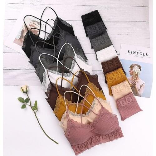 New Lace Letter Traceless Bra Set Women Sexy Cross Shoulder Straps Backless Push Up Bra Set Cotton Bralette Panties Suit