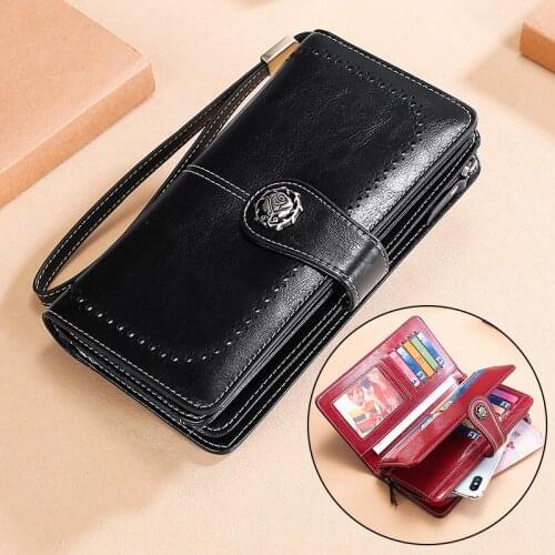New Big Women Leather Wallets Rfid Female Leather Purse Long Ladies Wallet Phone Case Woman Wallet And Purse Card Holder