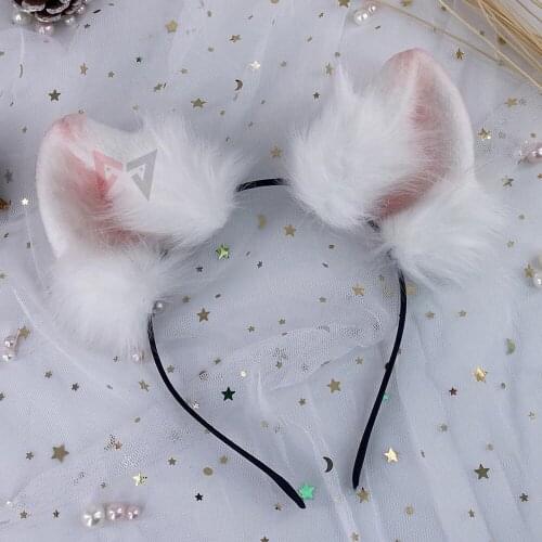 New Hand Made Work Dwarf Campbells Russian Hamster Ears Hairhoop White Mouse Headband For Lolita Cosplay Costume Accessories