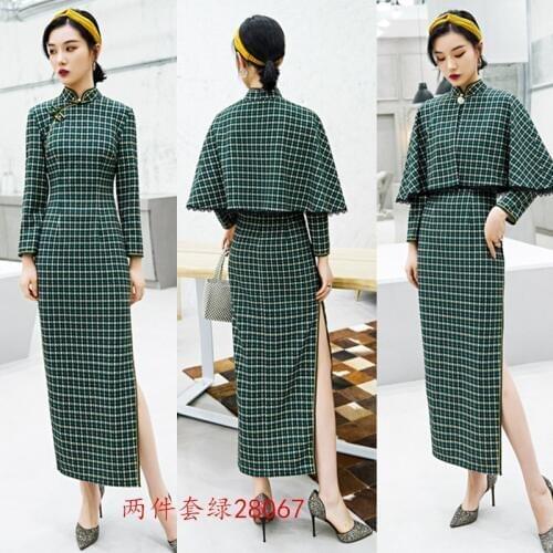 Autumn winter Chinese Tang Suit Women elegant Clothing Chinese Traditional Costume Party Outfit long sleeve vintage Qipao