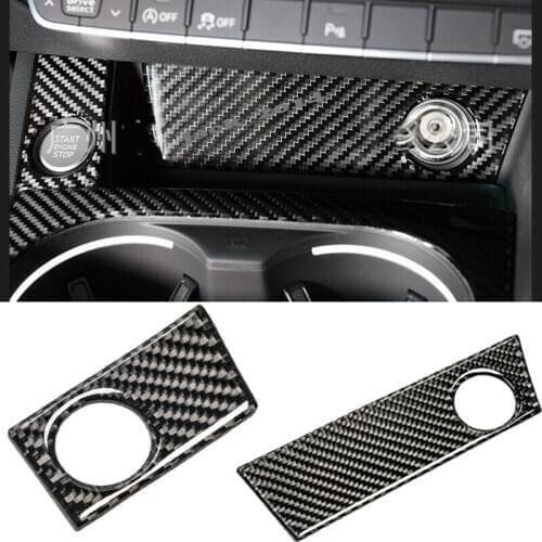Carbon Fiber Cigarette Lighter Panel+Engine Start Push Button Trim for Audi A4