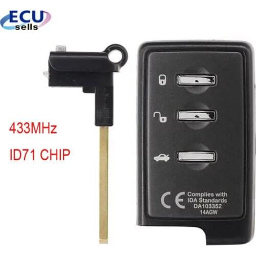 3 Buttons Smart Remote Key ASK433MHz ID71 CHIP For Subaru key DAT17-Board Number-0780-ID71