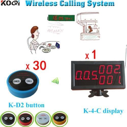Pager System Service Request For Restaurants Wireless Calling 1 Desktop Display+30pcs Buttons