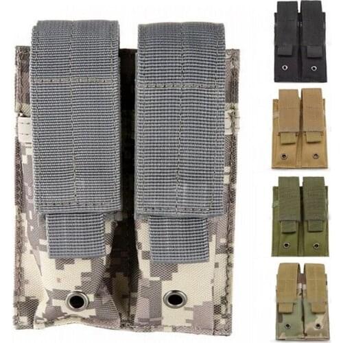 Tactical CQC Molle Double Pistol Mag Holster 9MM Magazine Pouch For Glock 17 18 19 Beretta 92 Sig Sauer P226 For Hunting