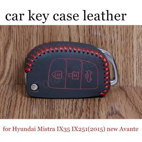 Only Redfit for Hyundai Mistra IX35 IX251(2015) new Avante folder car key case leather hand sewing car key cover
