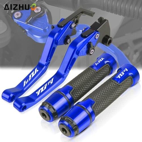 YZF R1 Logo Motorcycle Handlebar Short Brake Clutch Levers Adjustable FOR YAMAHA YZFR1 YZF-R1 1998 Hand Grips Ends Accessories