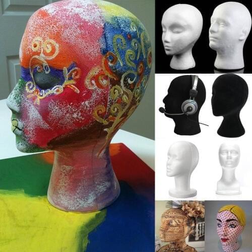 Female White Deflection Head Polystyrene Styrofoam Foam Head Model Stand Wig Hair Hat Headset Mannequin Head Display Stand Rack