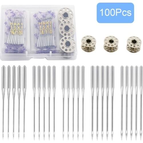100pcs HAX1 65/9, 75/11, 90/14, 100/16, 110/18 Sewing Machine Needles, Universal for Singer, Brother, Varmax etc