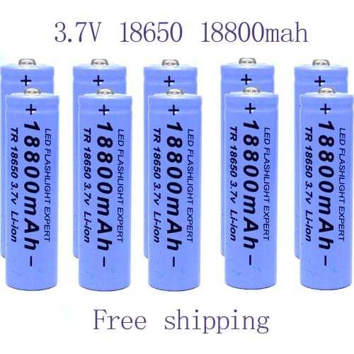 18650 bateria de alta qualidade 18800 mah 3.7v 18650 baterias li-ion bateria recarregavel para lanterna tocha + frete gratis