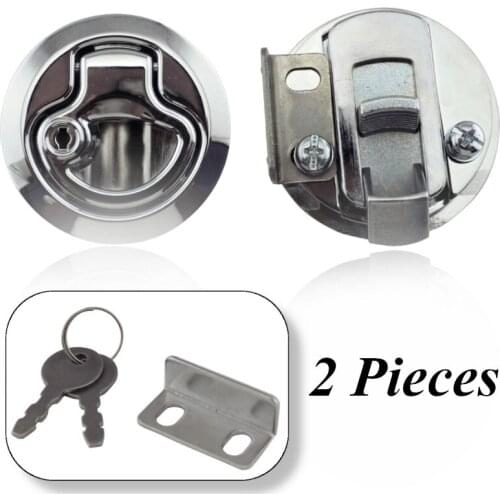 2 Pieces 2'' Zinc Alloy Chrome Finished Flush Latch Silver Flush Pull Latches Slam lift handle Deck Hatch Yacht RV accessories