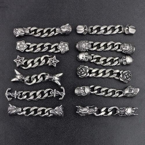 316l Stainless Steel Double Animal Head Connectors Charms For DIY Men Bracelets Jewelry Making Metal Beads Chain Accessories