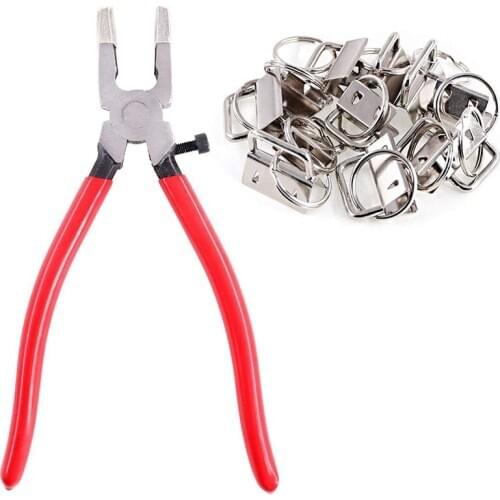 32 Sets 1inch 25mm silver Fob Hardware with 1Pcs Key Fob Pliers Glass Running Pliers Tools with Flat Jaws