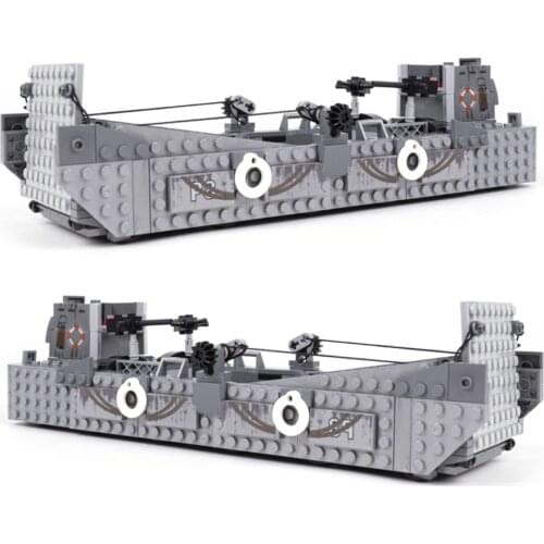 413PCS LCM3 Landing Ship Trailer Model Building Blocks With Military Truck WW2 Soldier Figures Bricks Toys For Children Gifts