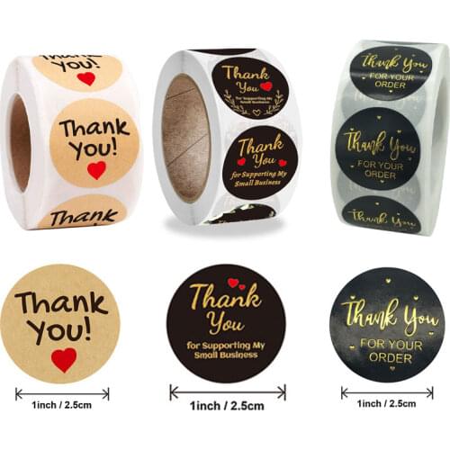 500Pcs/Roll Thank You Stickers Wedding Handmade Candy Gift Packaging Flower Thanks Label Stickers Boutiques Wrapping Supplies