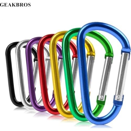 7pcs/set Fishing Carabiner Aluminum Alloy D-Ring Keychain Outdoor Camping Climbing Snap Clip Lock Buckle Hook Fishing Tool