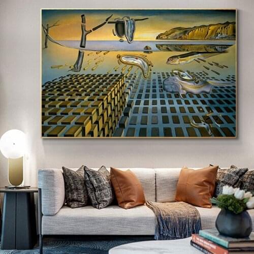 Abstract Persistence of Memory Clocks Art Canvas Print Painting Weird Surrealism Wall Picture Living Room Home Decoration Poster