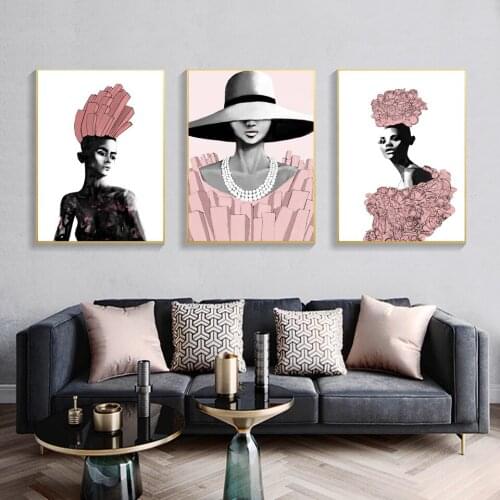 Abstract Modern Figure Fashion Rose Girl Printing Art Canvas Paintings Poster Wall Picture for Living Room Studio Office Decor