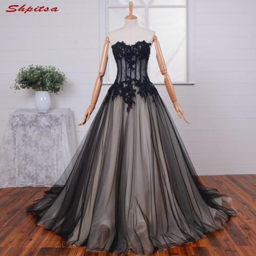 Black Long Lace Evening Dresses for Wedding Party Women Beaded Elegant Bridal Prom Formal Evening Gowns Dresses