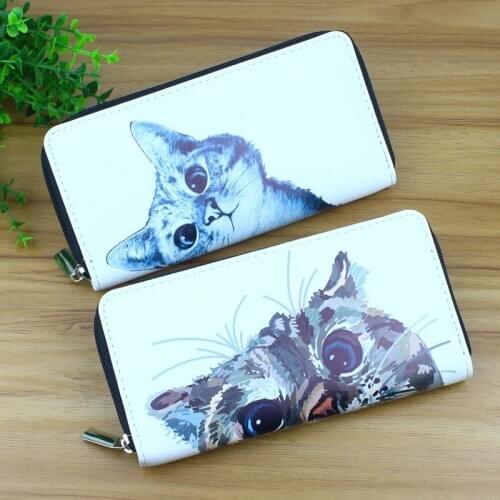 Lady Purses Handbags Women Wallets Clutch Coin Purse Cards Holder Cartoon Cats Moneybags Woman Burse Long Wallet Bags Notecase