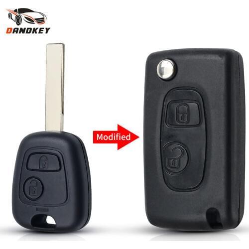 Dandkey For Citroen C1 C2 C3 Xsara For Peugeot 106 107 207 307 407 206 306 Uncut 2 Buttons Flip Modified Folding Key Shell Case
