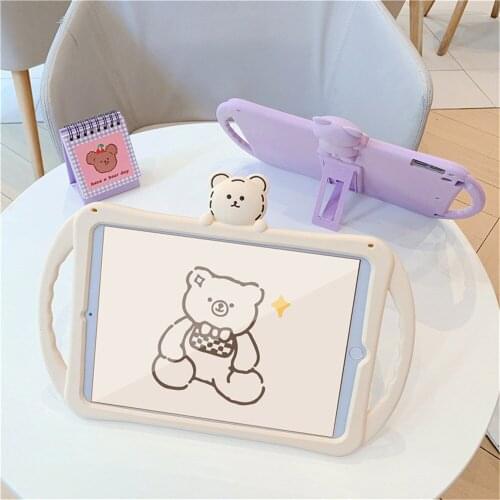 Kids Case for iPad Mini Air 1 2 3 Cute Cartoon Stand Cover Funda for iPad 9.7 10.2 10.5 11 Inch Silicone Case with Handle