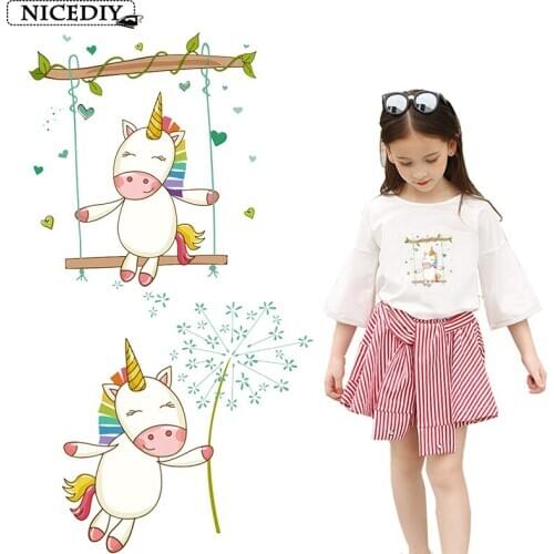 DIY Cartoon Unicorn Patch Small Patches For Clothing Sticker For Kids Patches Heat Transfer Vinyl Sticker Iron On Transfer