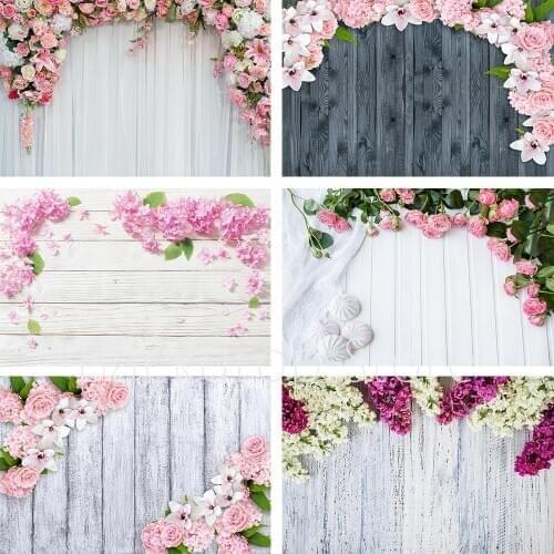 Avezano Photography Background Wedding Day Wooden Wall Flowers Backdrops For Photo Studio Photocall Photozone Decor Wallpaper