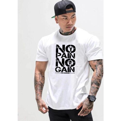Muscleguys Summer Fashion elasticity Sporting T-shirt Men Short Sleeve Fitness T Shirt NO PAIN NO GAIN Gyms Bodybuilding Tshirt
