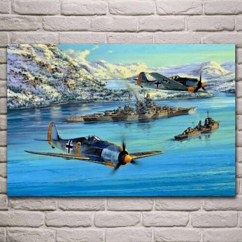 Fw 190 patrol battleship tyrpits aismeer military living room home decor art print wall decoration fabric poster KH766