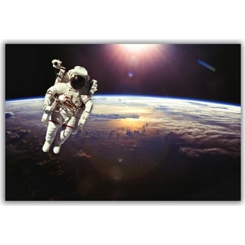 HT080 Spectacular Universe Earth And Moon Space Station Astronaut Silk Fabric Poster Art Decor Indoor Painting Gift