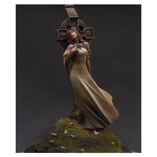 New Unassembled 1/32 Ancient girl Cross with base 55mm bust soldier Resin Kit DIY Toys Unpainted kits