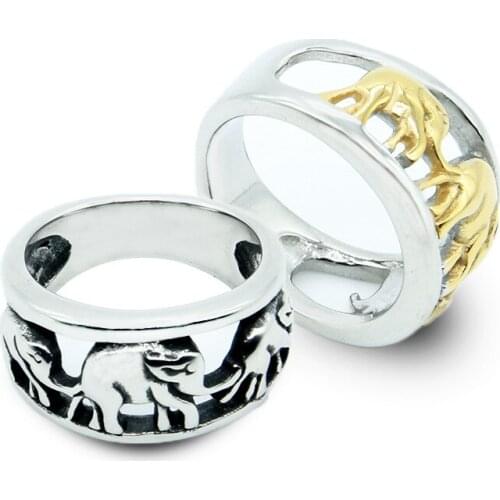 Lovely Anti Allergy Elephant Ring Stainless Steel Gold Silver Color Cute Animal Women Rings Unique Charm Jewelry