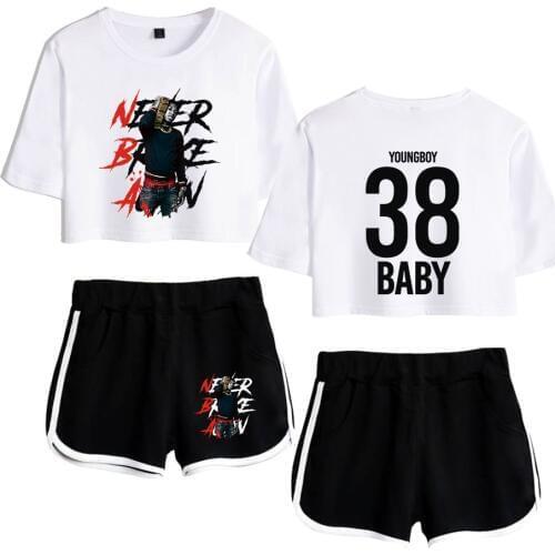YoungBoy Never Broke Again 2 Piece Set Women Shorts Suit Summer Fashion Shirt And Shorts Kpop Sexy Trend Casual Clothes