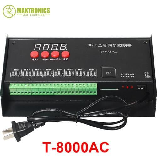 T8000 AC110-240V SD Card Pixel Controller for WS2801 WS2811 LPD8806 MAX 8192 Pixels DC5V
