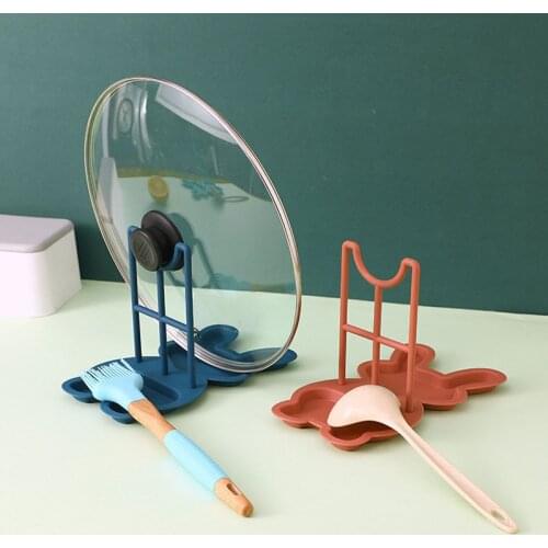 Creative Pot Lid Holder Rack Pot Cover Strainer Kitchen Gadgets Organizer Plastic Stand Containers Kitchen Spatula Spoon Rest