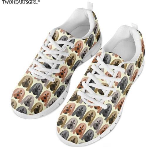 Twoheartsgirl Puppy Dog Women Mesh Sneakers Ladies Lace-up Shoes Breathable Traveling Women Casual Walking Shoes