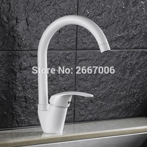Gizero White Painted Kitchen Mixer Faucet 360 degree Swivel Spout Deck Mounted Sink Taps Torneira cozinha ZR588