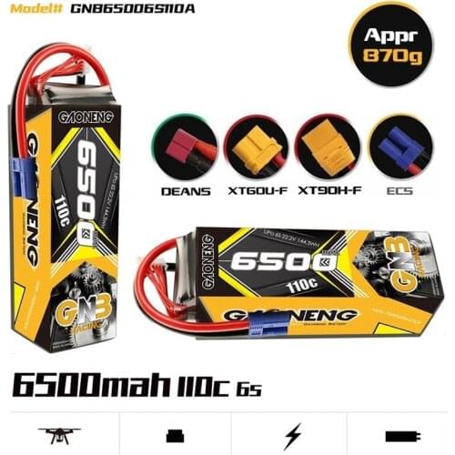 GAONENG GNB 22.2V 6500mAh 6S 110C PLUS Lipo Battery With EC5 XT90 Plug for remote control Helicopter Airplane RC Car Boat Parts