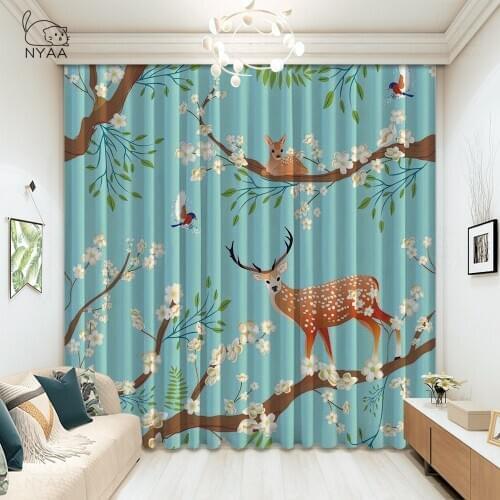 Cartoon Cute Deer Curtain For Bathroom Cartoon Curtains On The Window Short To The Kitchen Cafe Curtains In Hotel Micro Shading