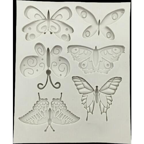 Wholesale 10 Pcs/lot Six Butterflies Silicone Sugarcraft Mould Set, Fondant Cake Decorating Tools