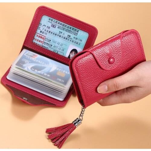 New Men Women Genuine Leather Business Credit ID Card Holder Wallet Money Coin Purse Unisex Hasp Multifunction Card Package
