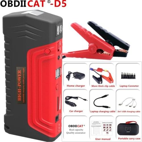 OBDIICAT-D5 Car Jump Starter Starting Device Battery Power Bank Jumpstarter Auto Buster Emergency Booster Car Charger Jump