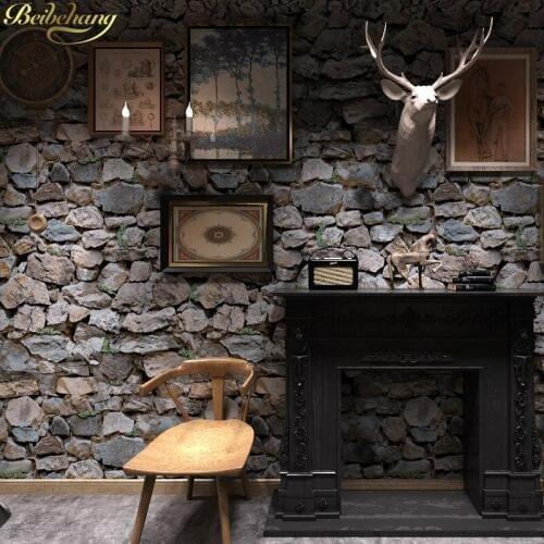 Beibehang Simulation stone wallpaper roll Featured hotel clothing store bar KTV realistic brick wall papers home decor flooring