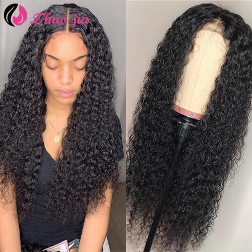 ZHUO JIA Lace Front Human hair wigs for Black Women deep wave curly hd frontal wig Brazilian Wigs water wig full lace frontal