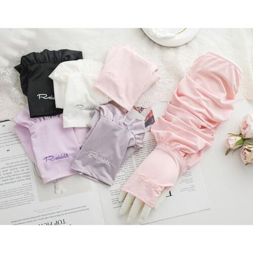 1 Pair Sunscreen Driving Cycling Ice Silk Sleeves Summer Loose Thin UV Protection Sleeves Arm Gloves Women Men Ice Sleeves