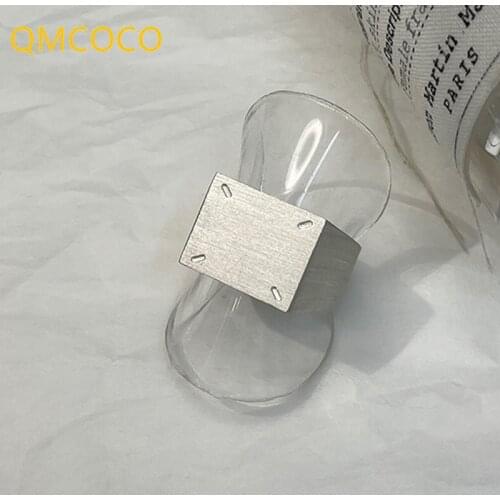 QMCOCO Minimalist 925 Silver Wide Rings INS Fashion Elegant Charm Sweet Couples Matte Texture Party Jewelry Gifts For Woman Man
