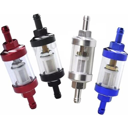 Glass Oil Cleaner Inline Fuel Filter DIRT PIT BIKE Motorcycle 6 mm 1/4 colourful